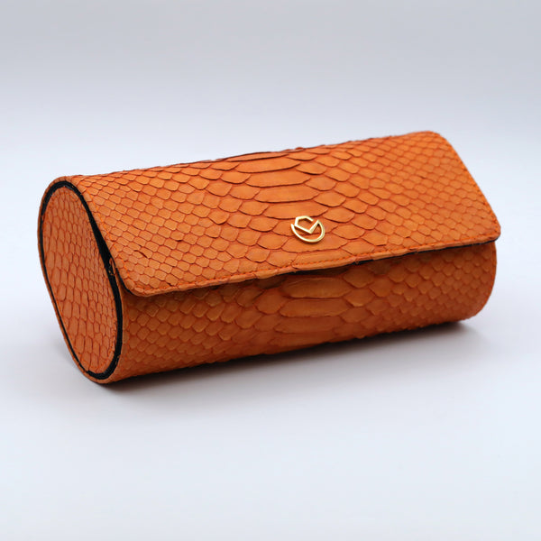 CRM Python Leather Triple Watch Roll [Orange-Black]