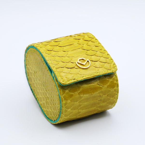 CRM Python Leather Single Watch Roll [Yellow-Green]