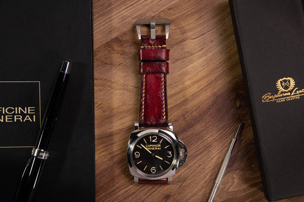 Watch Strap - Ostrich Patina Wine